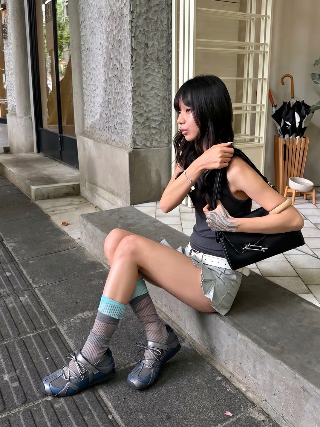 Multi-Strap Cutout Mesh Trainer Sneakers - View 2