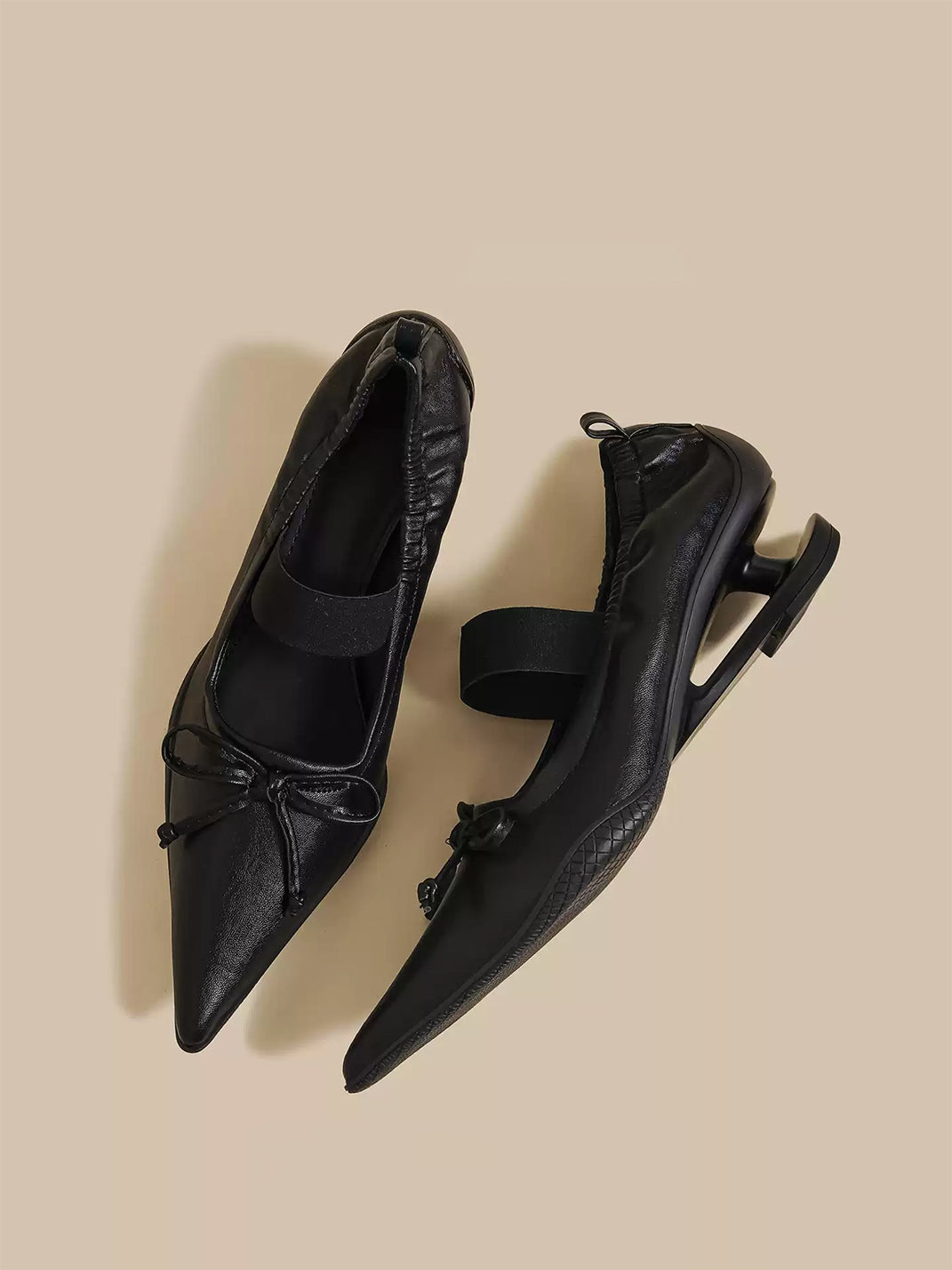 Pleated Pointed-Toe Sculpted-Heel Mules - View 8