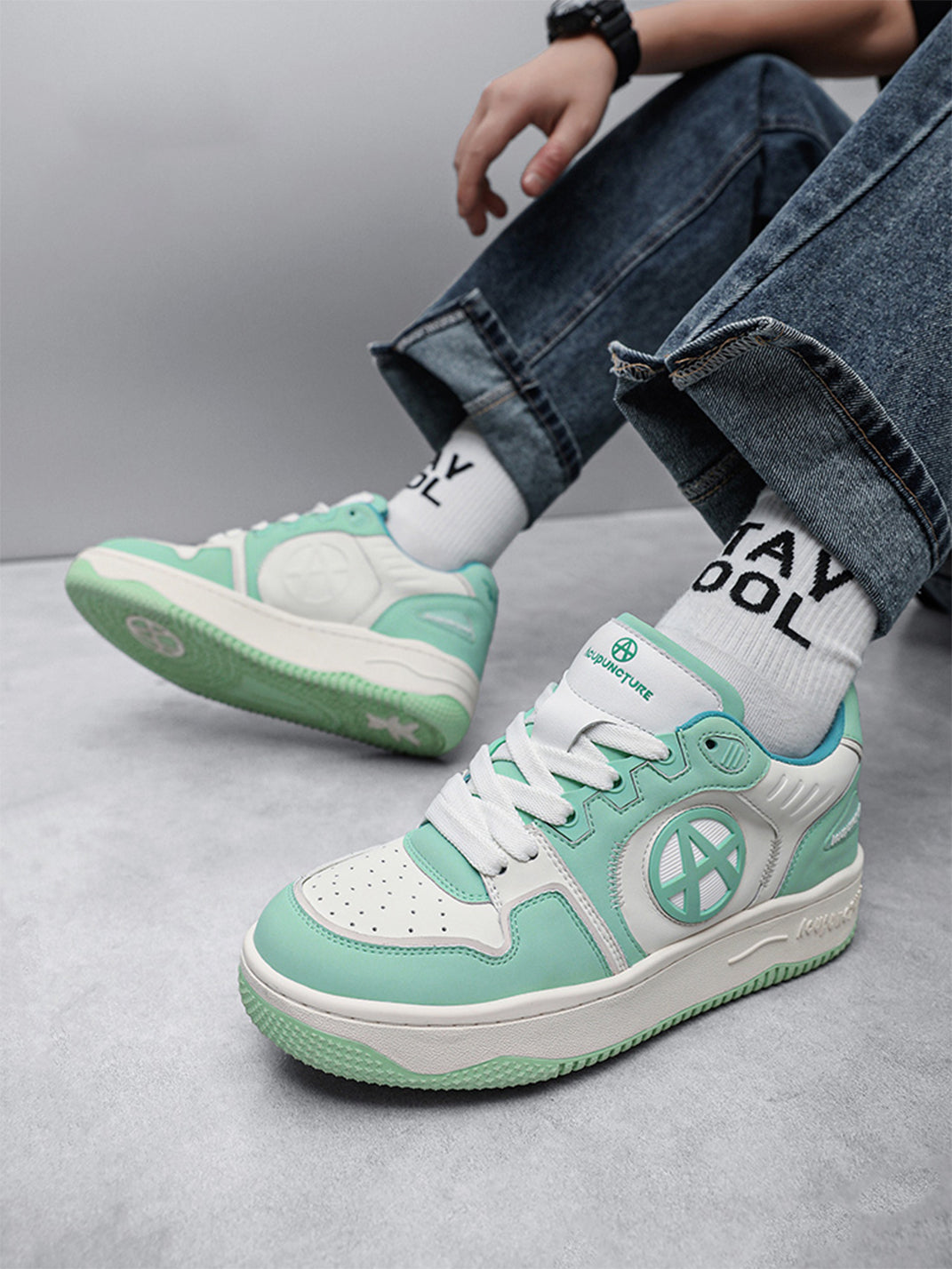 Circle-Logo Colorblock Skate Sneakers - View 33