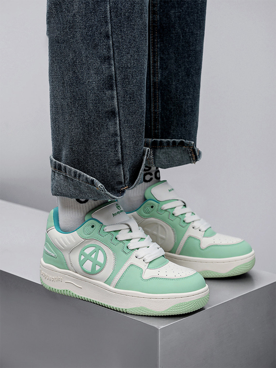 Circle-Logo Colorblock Skate Sneakers - View 34