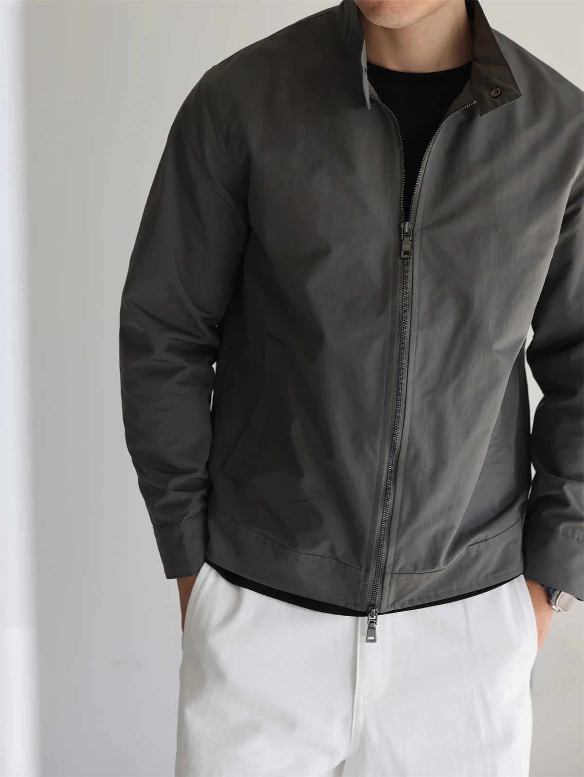 Lightweight Microcheck Harrington Jacket product view 3