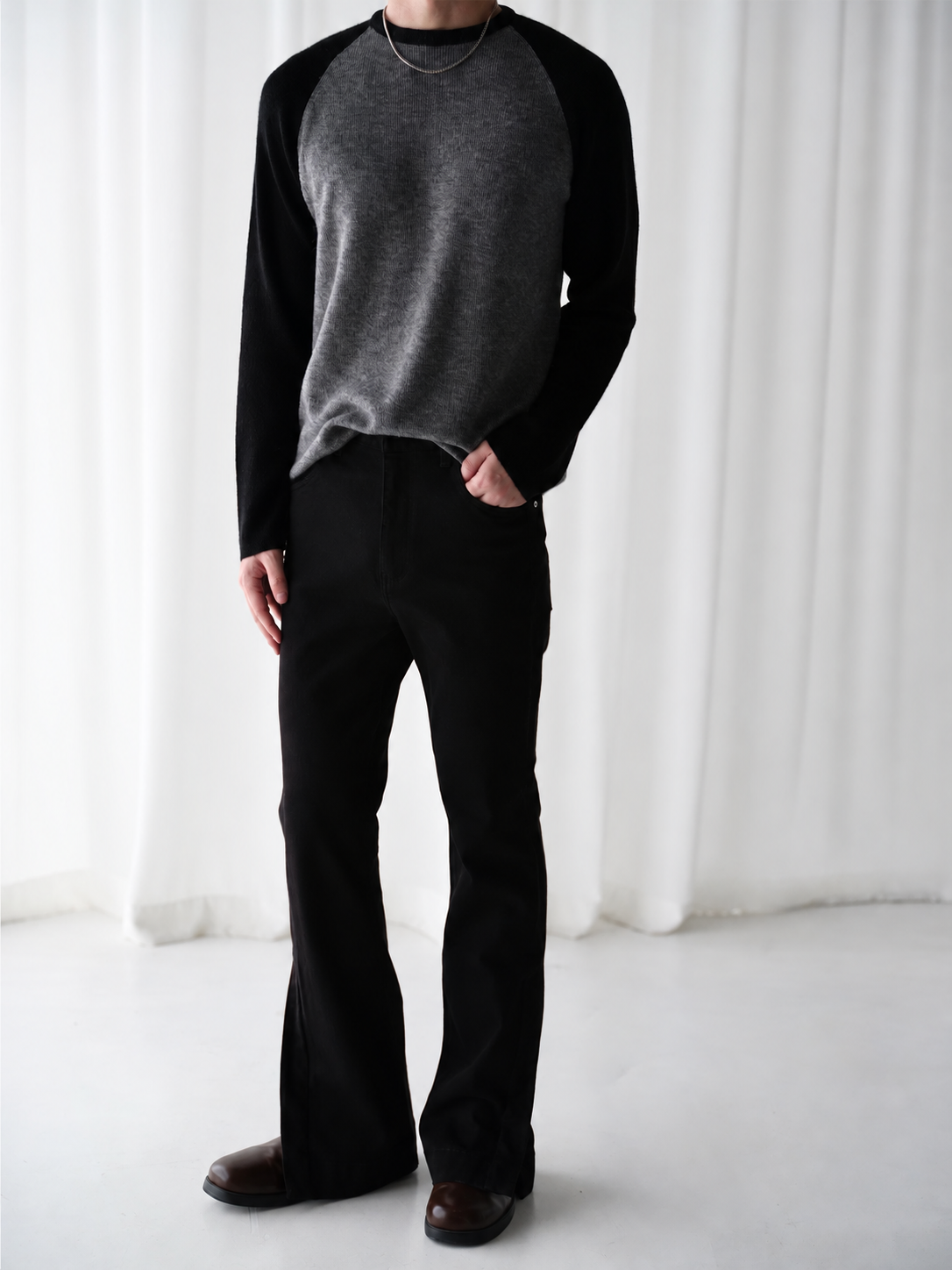 Contrast Raglan Wool-Blend Sweater product view 1