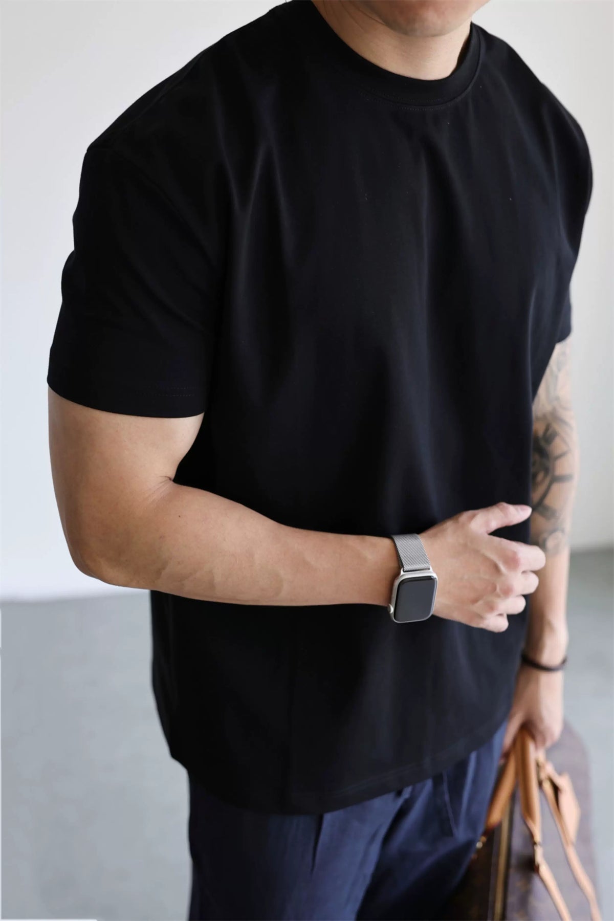 Structured Cotton-Blend Crewneck Tee product view 1