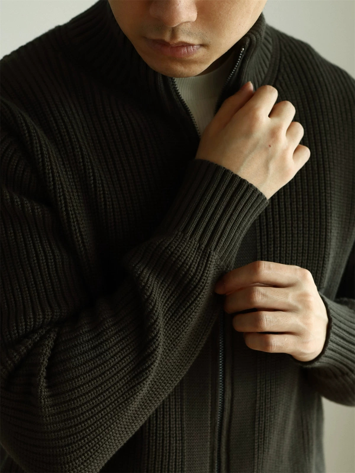 Ribbed Cotton Double-Zip Cardigan product view 2