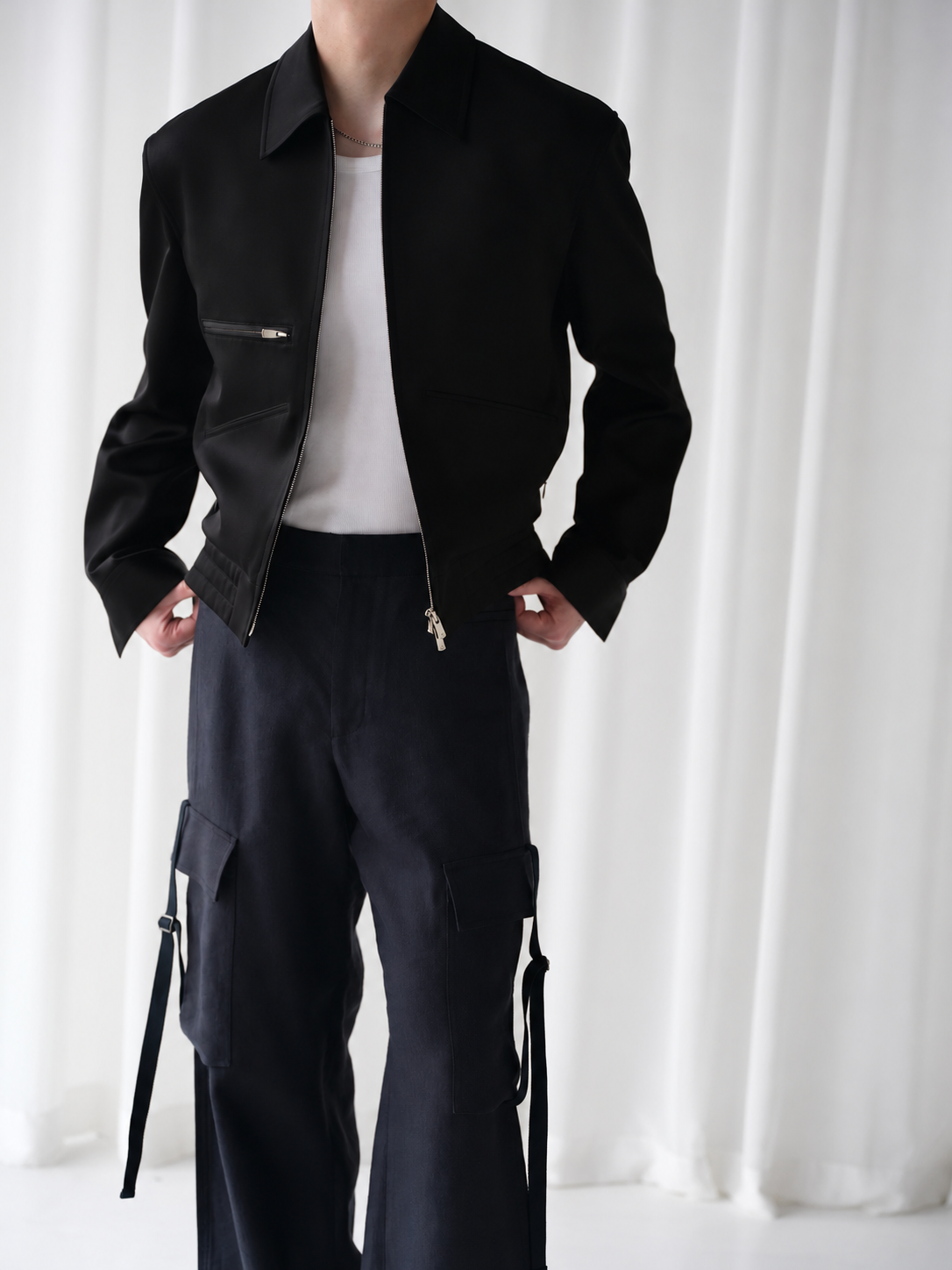Chest-Zip Cropped Commuter Jacket product view 1