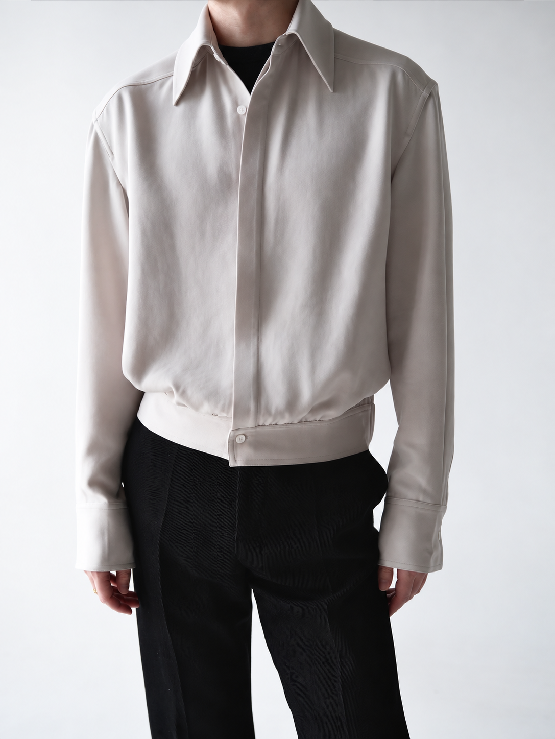 Hidden-Placket Cropped Shirt Jacket product view 4