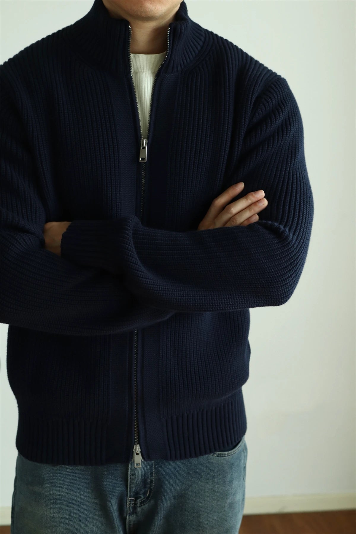 Ribbed Cotton Double-Zip Cardigan product view 3