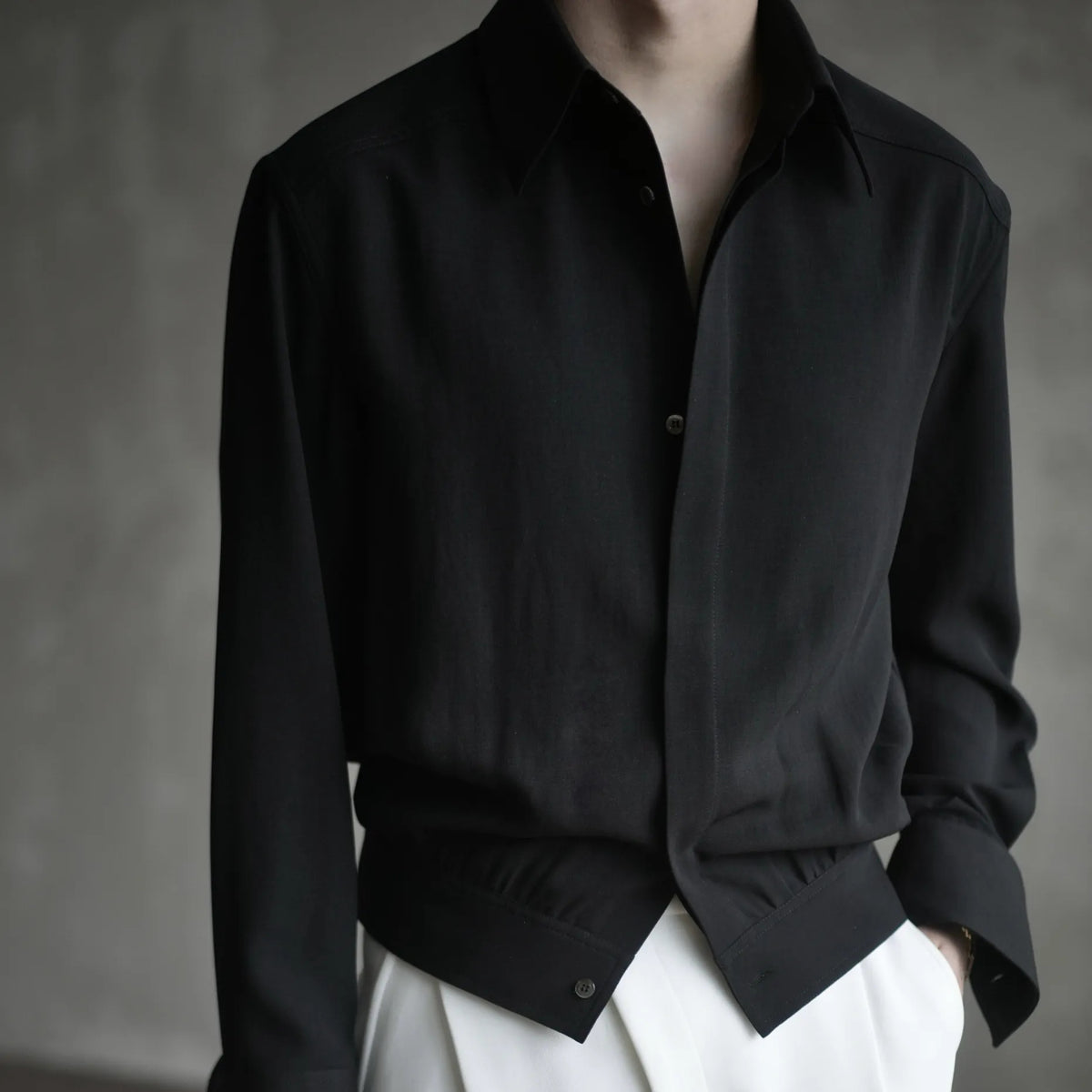 Hidden-Placket Cropped Shirt Jacket product view 1