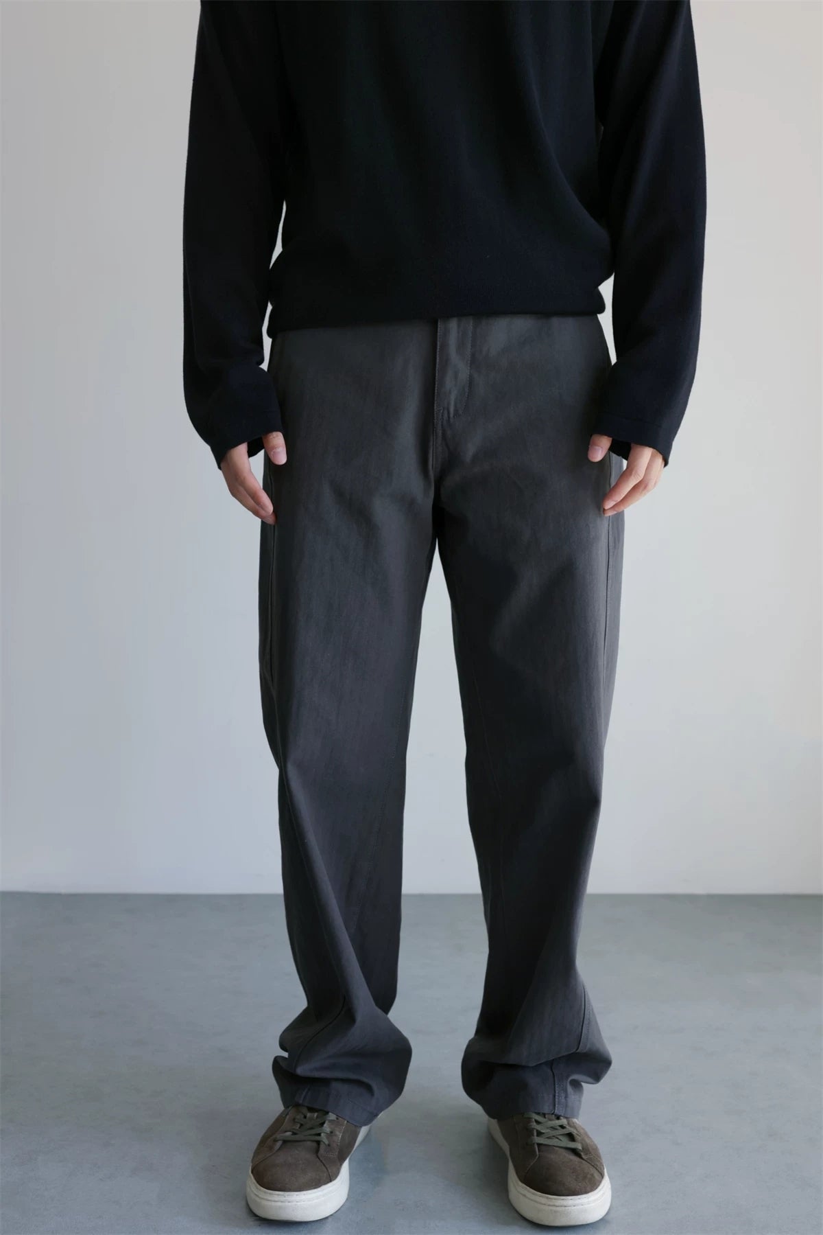 Washed Cotton Curved-Leg Chino Pants product view 3