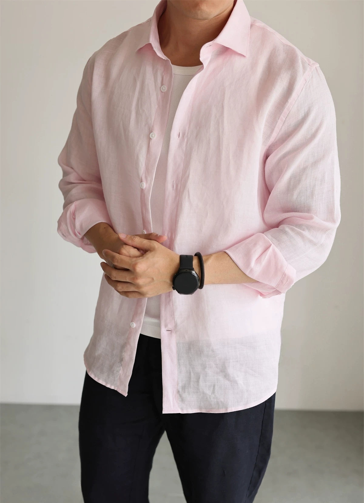 Pure Linen Relaxed Button-Front Shirt product view 7