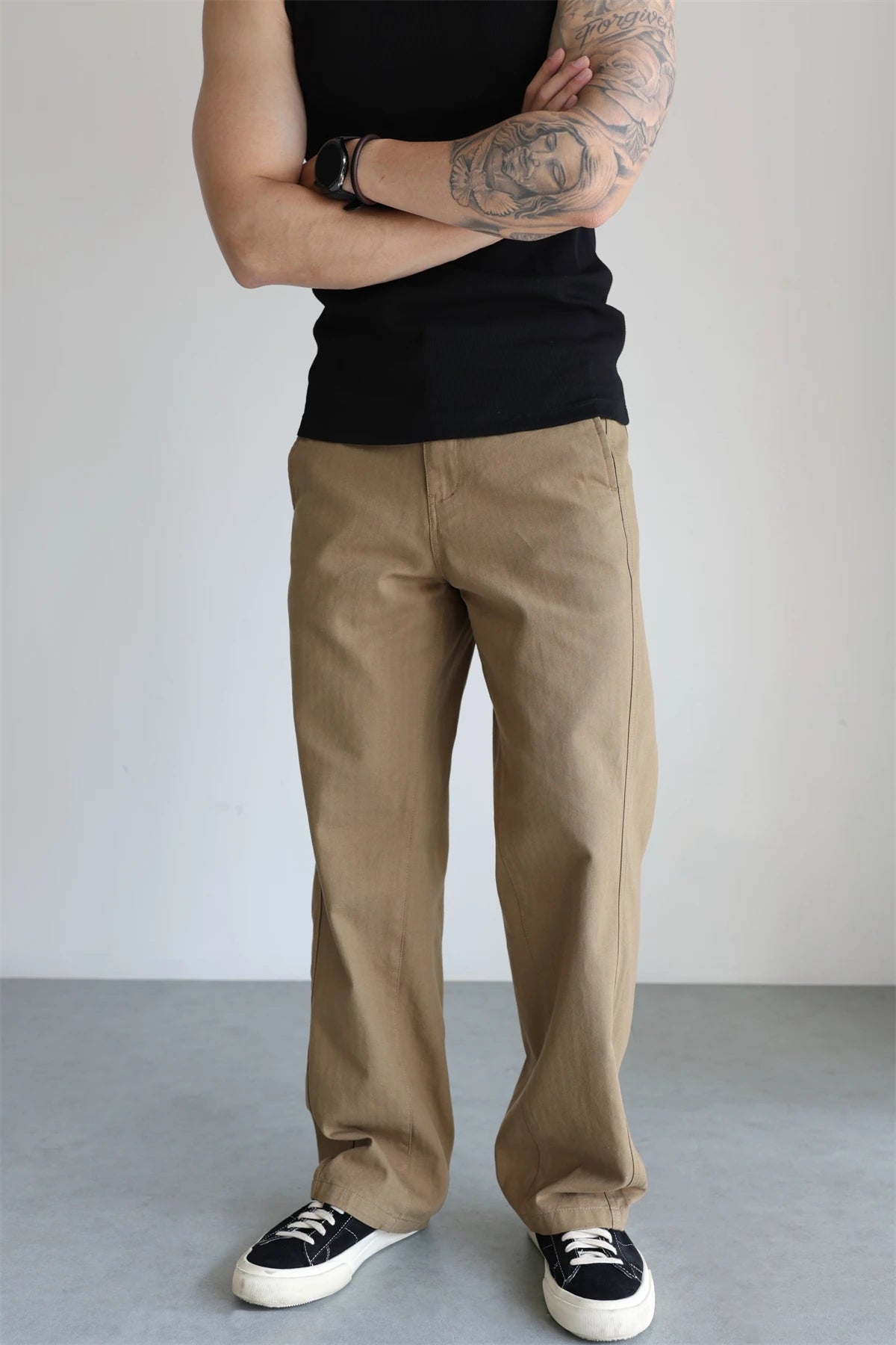 Washed Cotton Curved-Leg Chino Pants product view 6