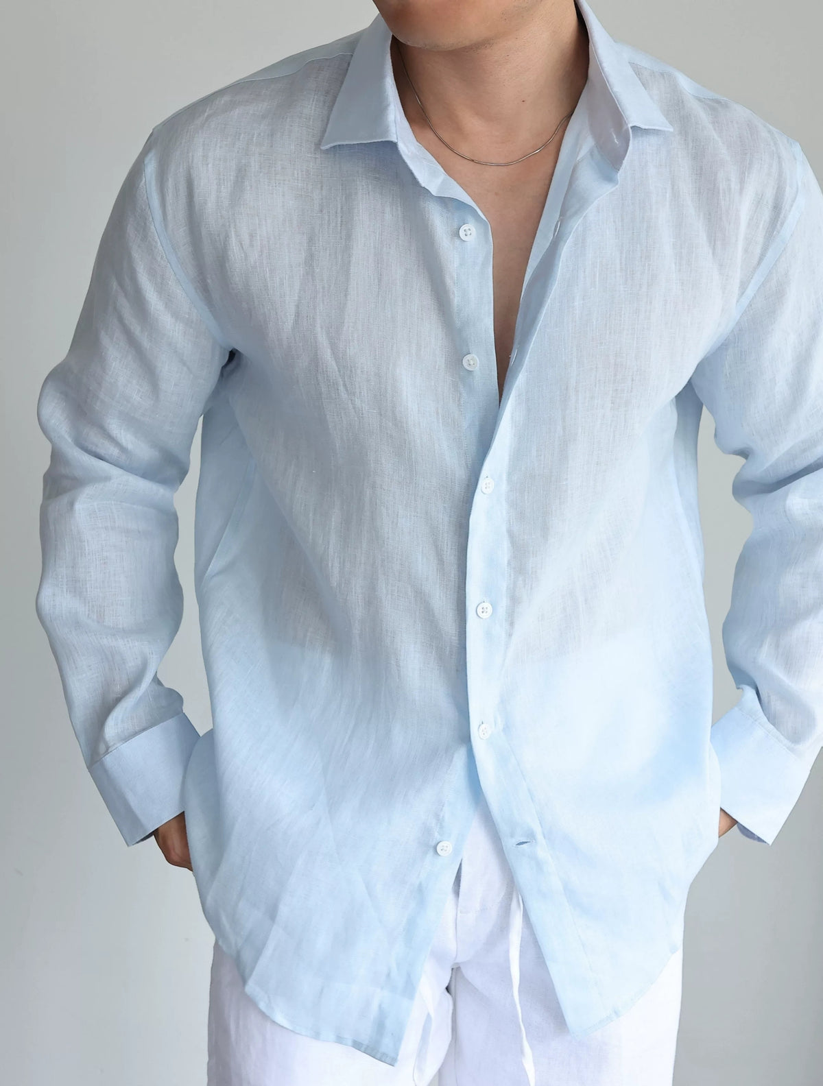 Pure Linen Relaxed Button-Front Shirt product view 10