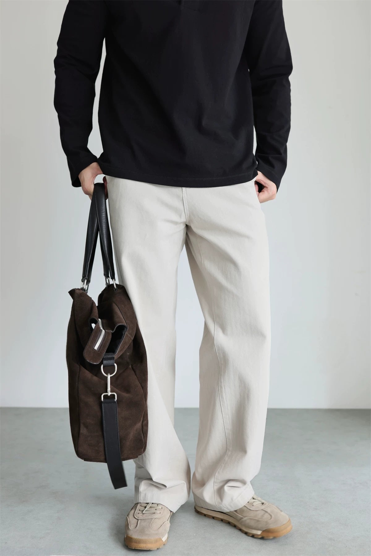 Washed Cotton Curved-Leg Chino Pants product view 7
