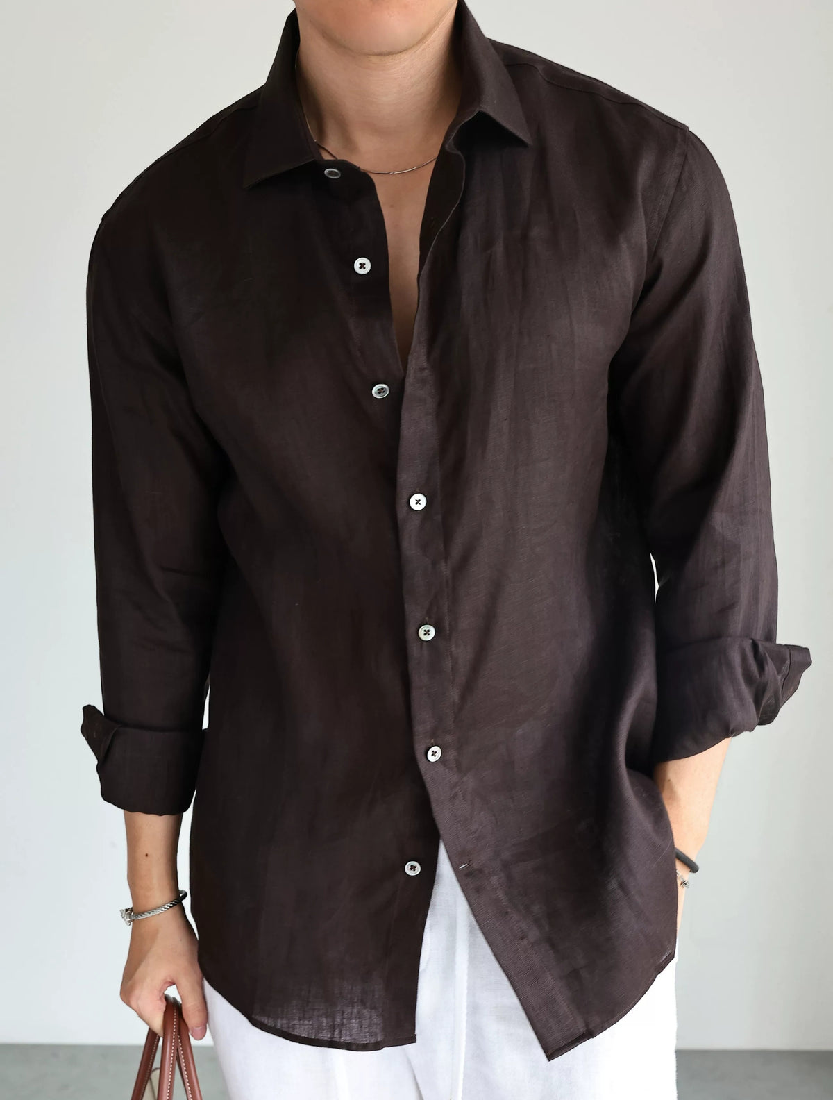 Pure Linen Relaxed Button-Front Shirt product view 12
