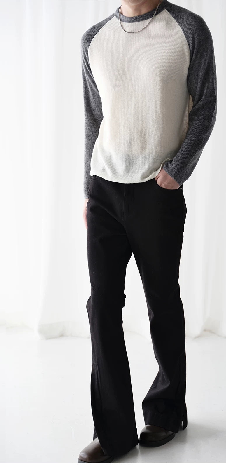 Contrast Raglan Wool-Blend Sweater product view 2