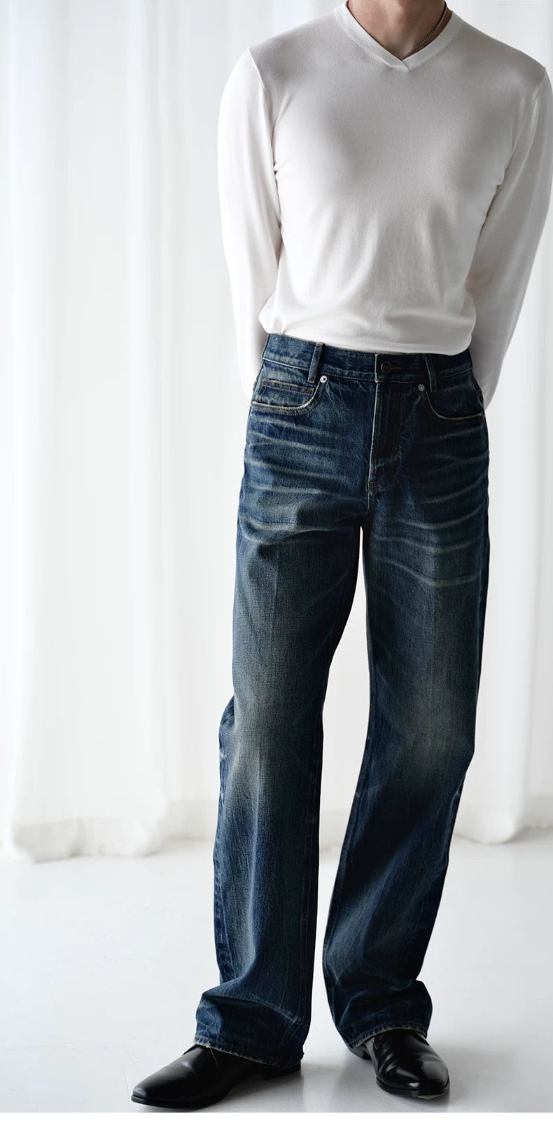 Tea-Cotton Indigo Selvedge Jeans product view 1