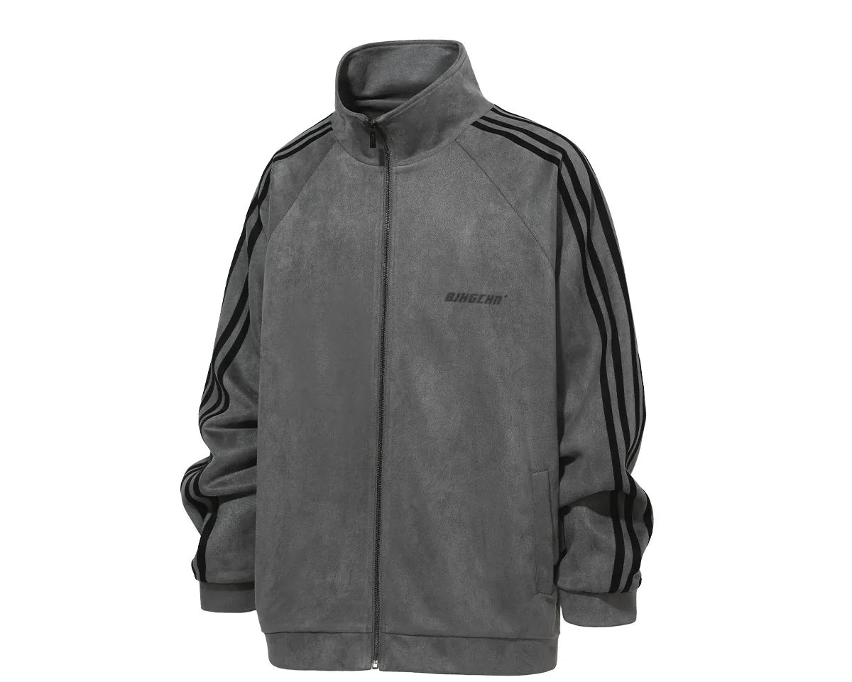 Triple-Stripe Relaxed Zip Track Jacket product view 3