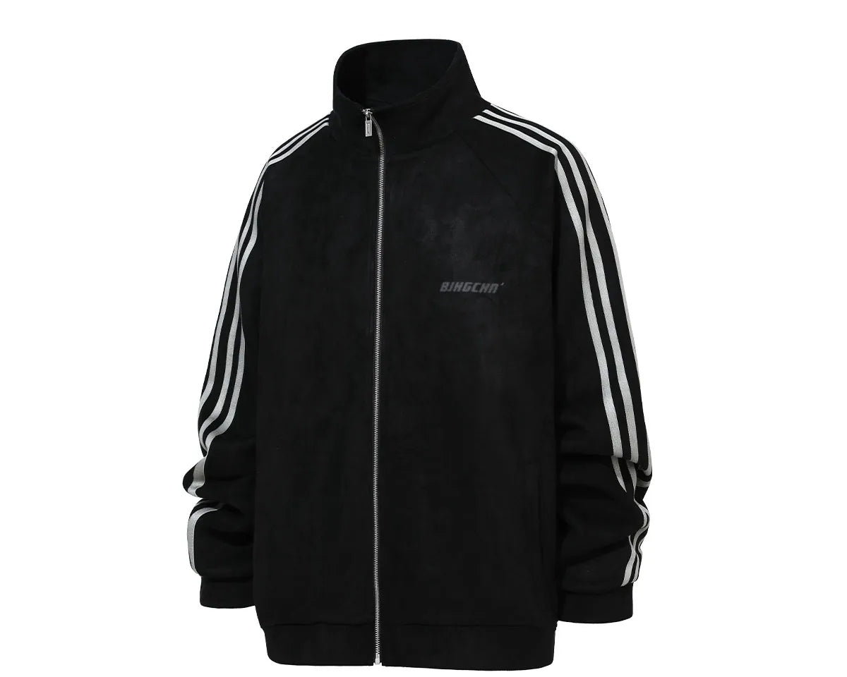Triple-Stripe Relaxed Zip Track Jacket product view 2