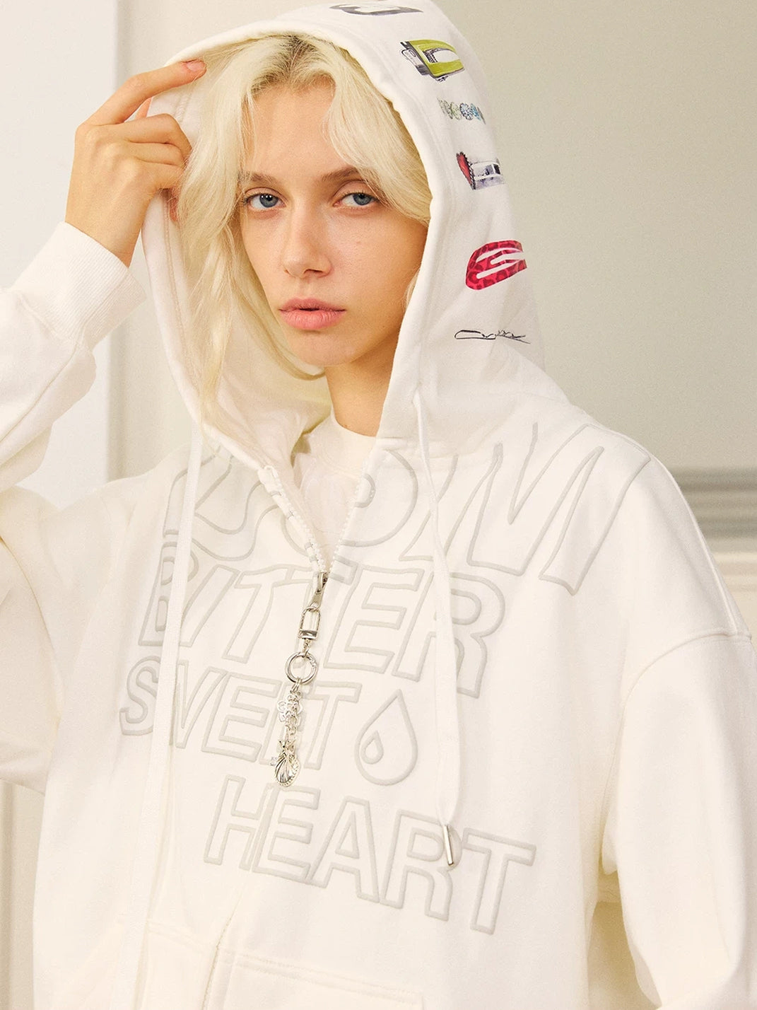 Clip-Print Charm Zip Hoodie — product view 4