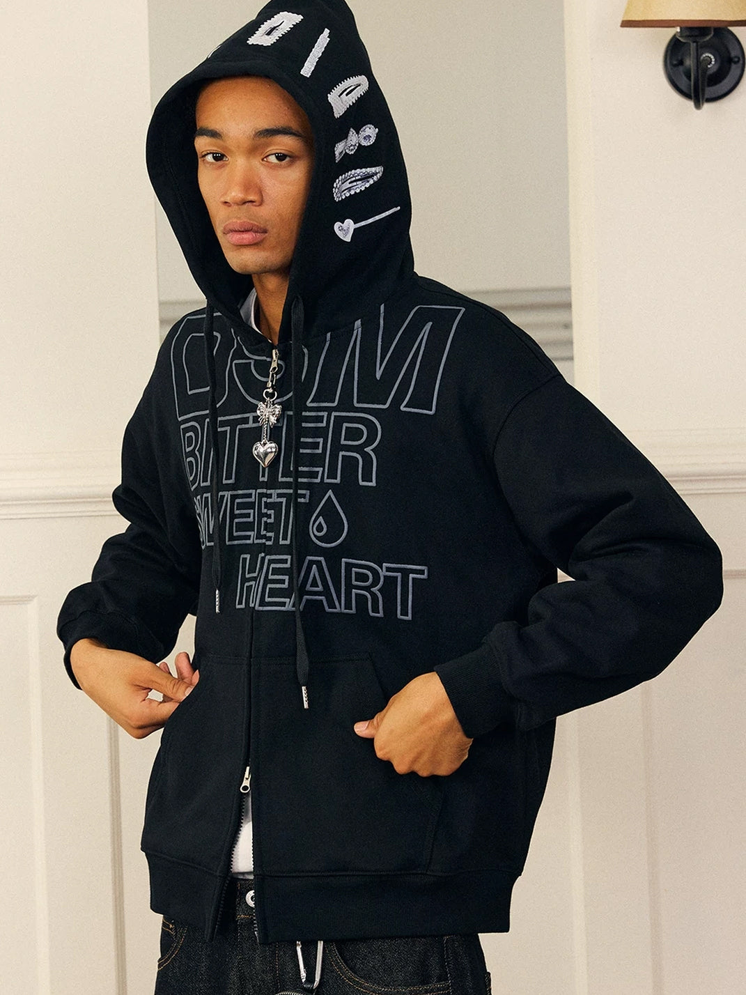 Clip-Print Charm Zip Hoodie — product view 7