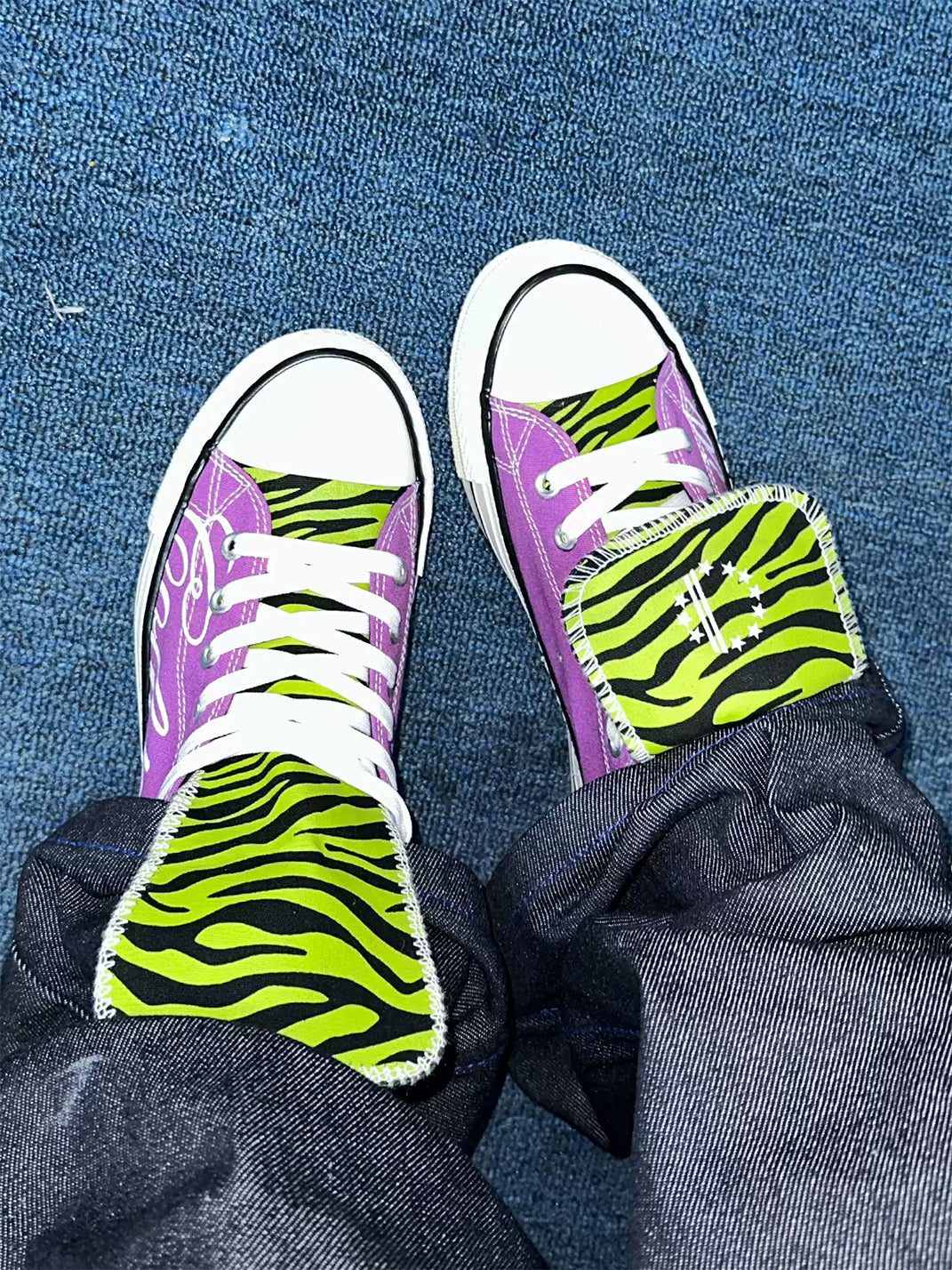 Zebra-Tongue Skull-Print Canvas Sneakers - View 2