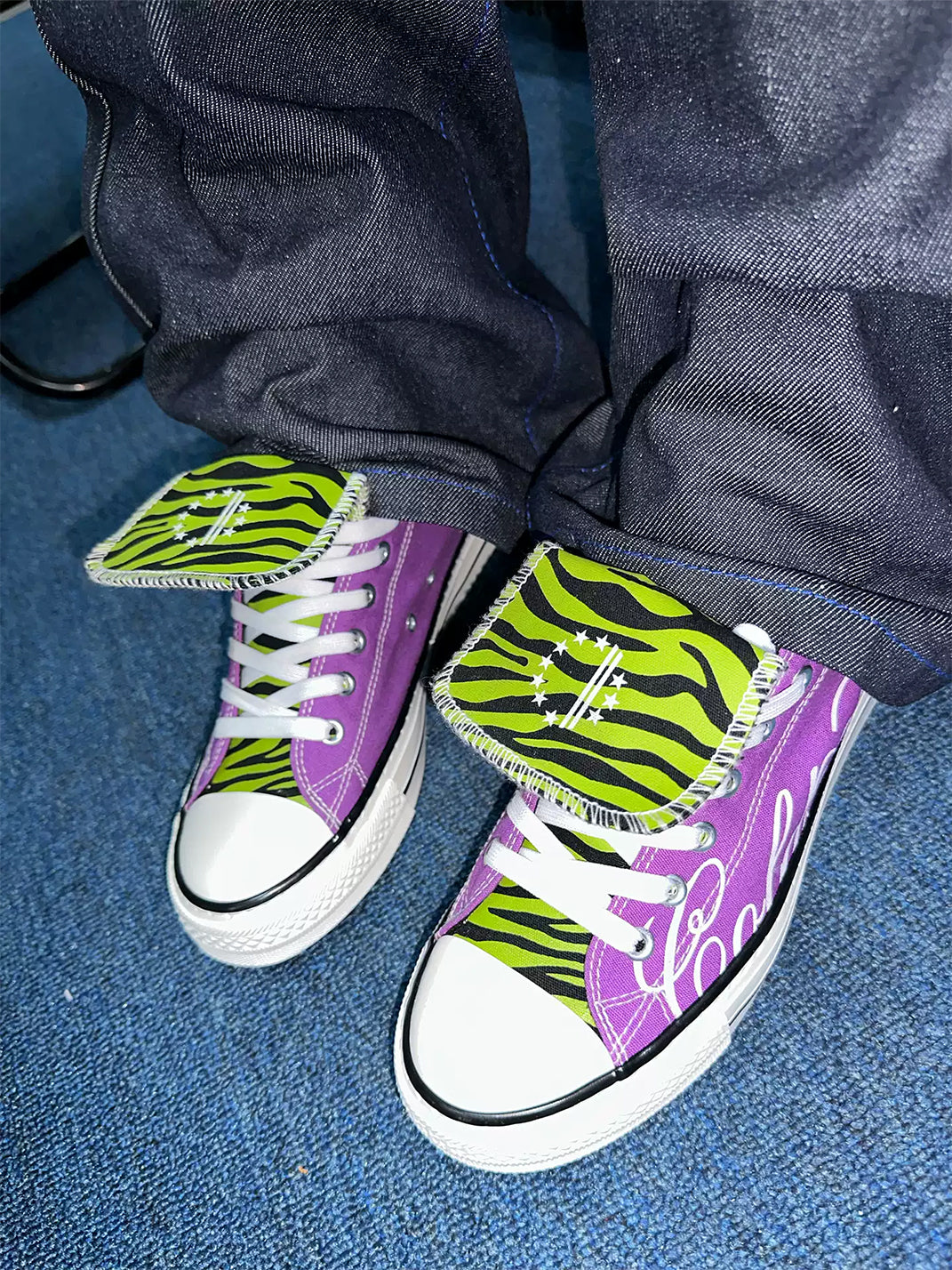 Zebra-Tongue Skull-Print Canvas Sneakers - View 3