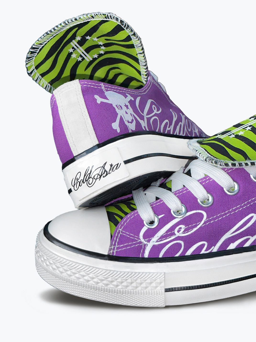 Zebra-Tongue Skull-Print Canvas Sneakers - View 5