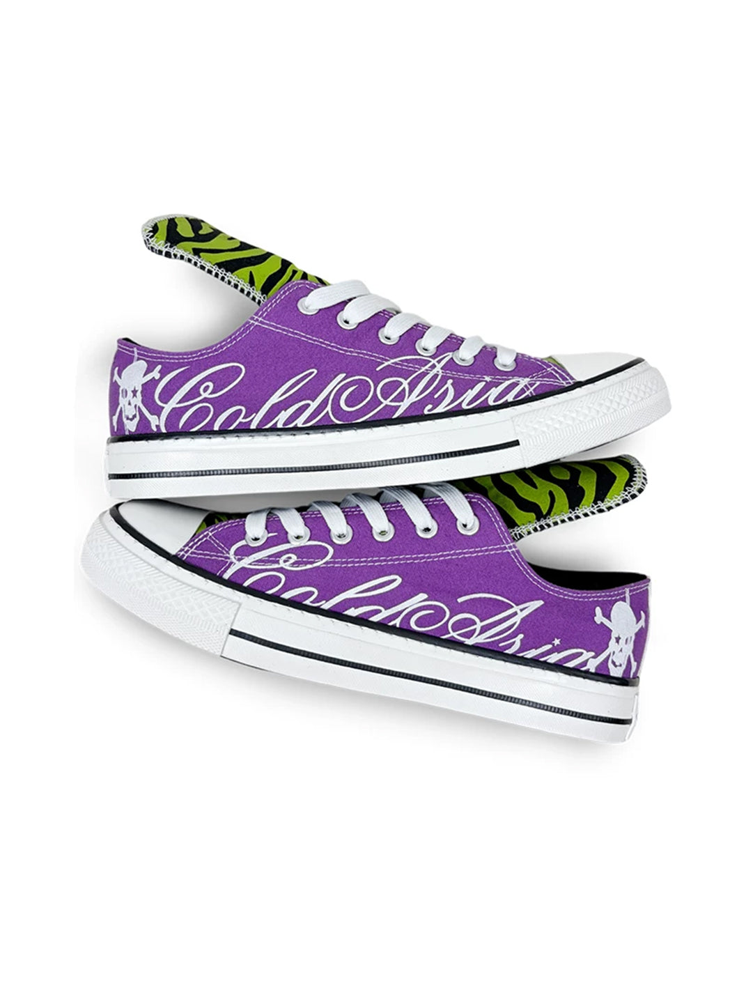 Zebra-Tongue Skull-Print Canvas Sneakers - View 6