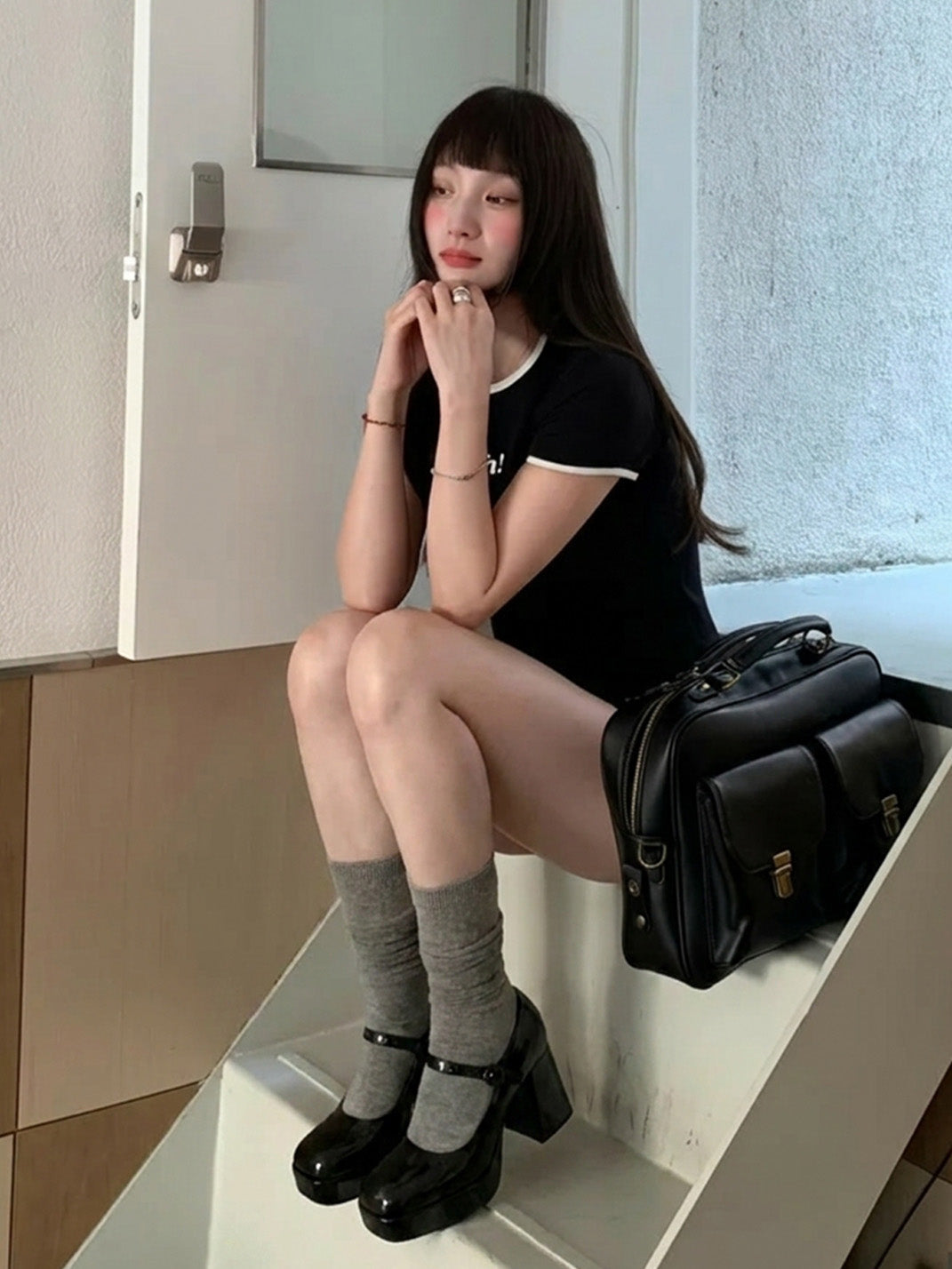 Patent Platform Block-Heel Mary Jane Pumps - View 5