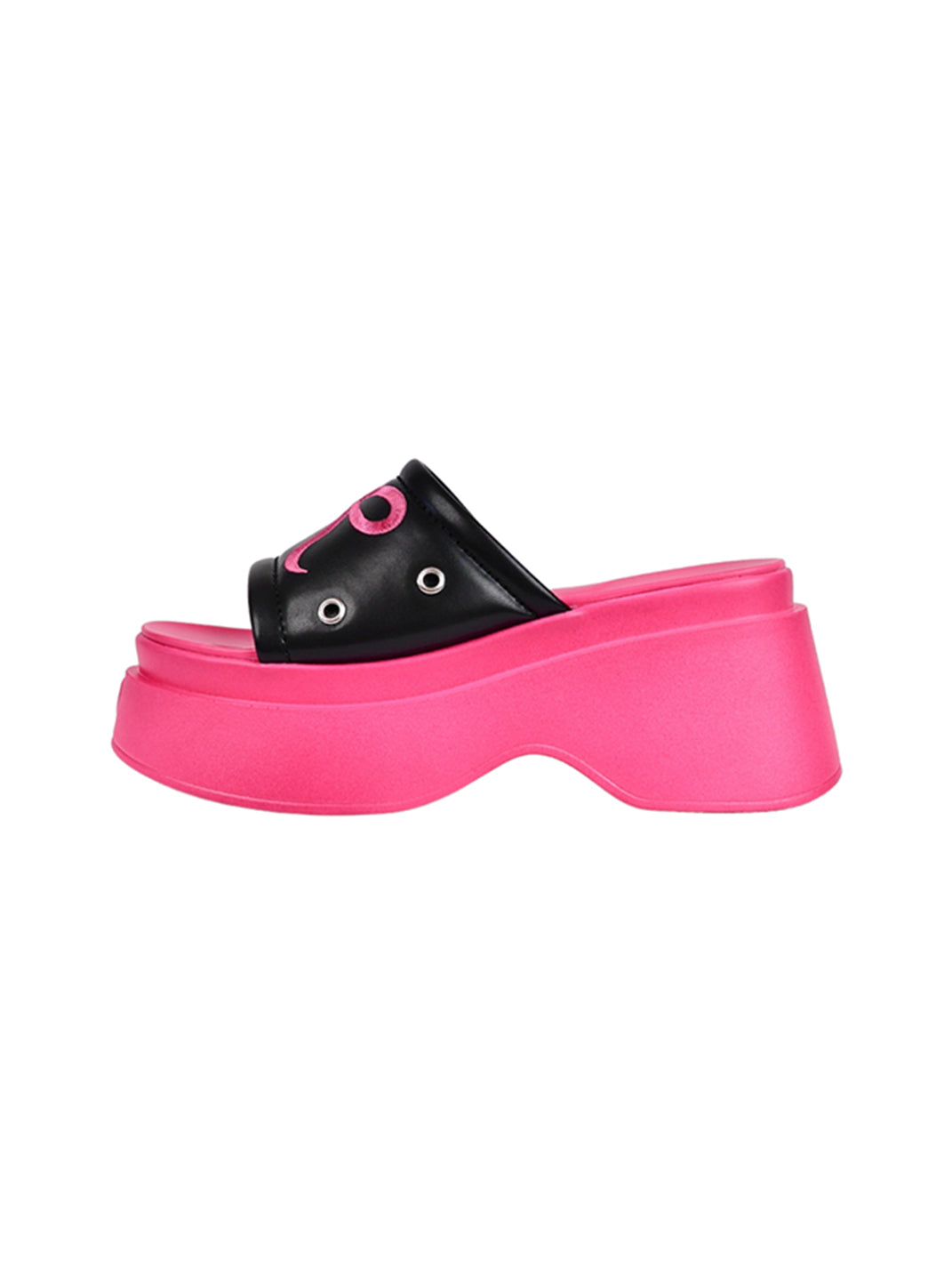 Hot-Pink Bow-Detail Platform Slides