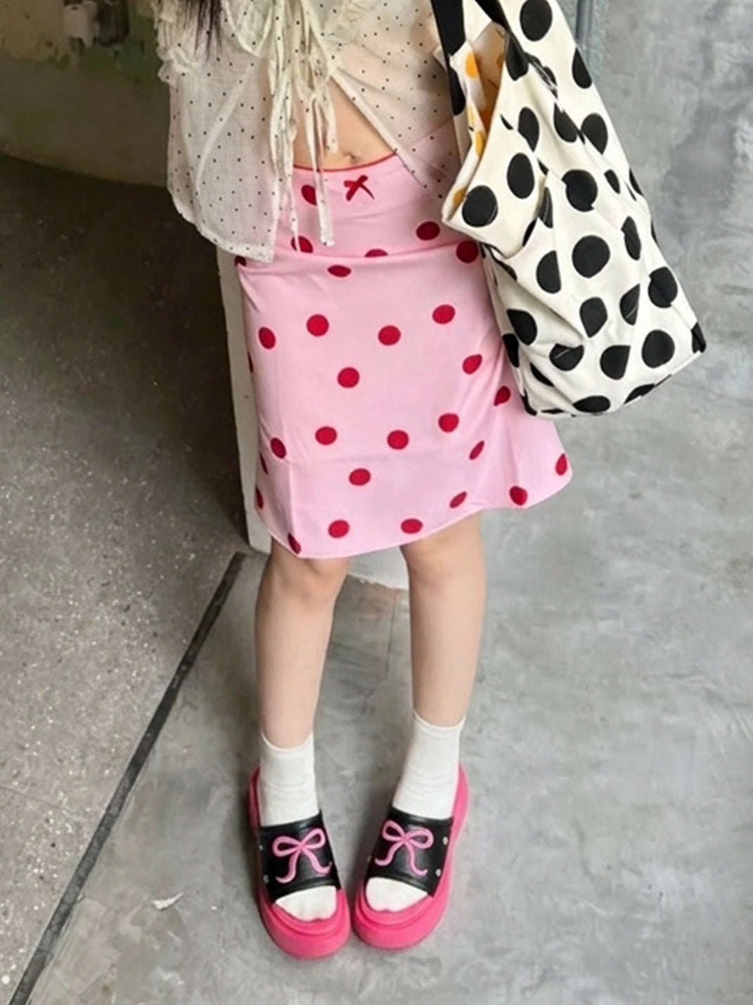 Hot-Pink Bow-Detail Platform Slides - View 3