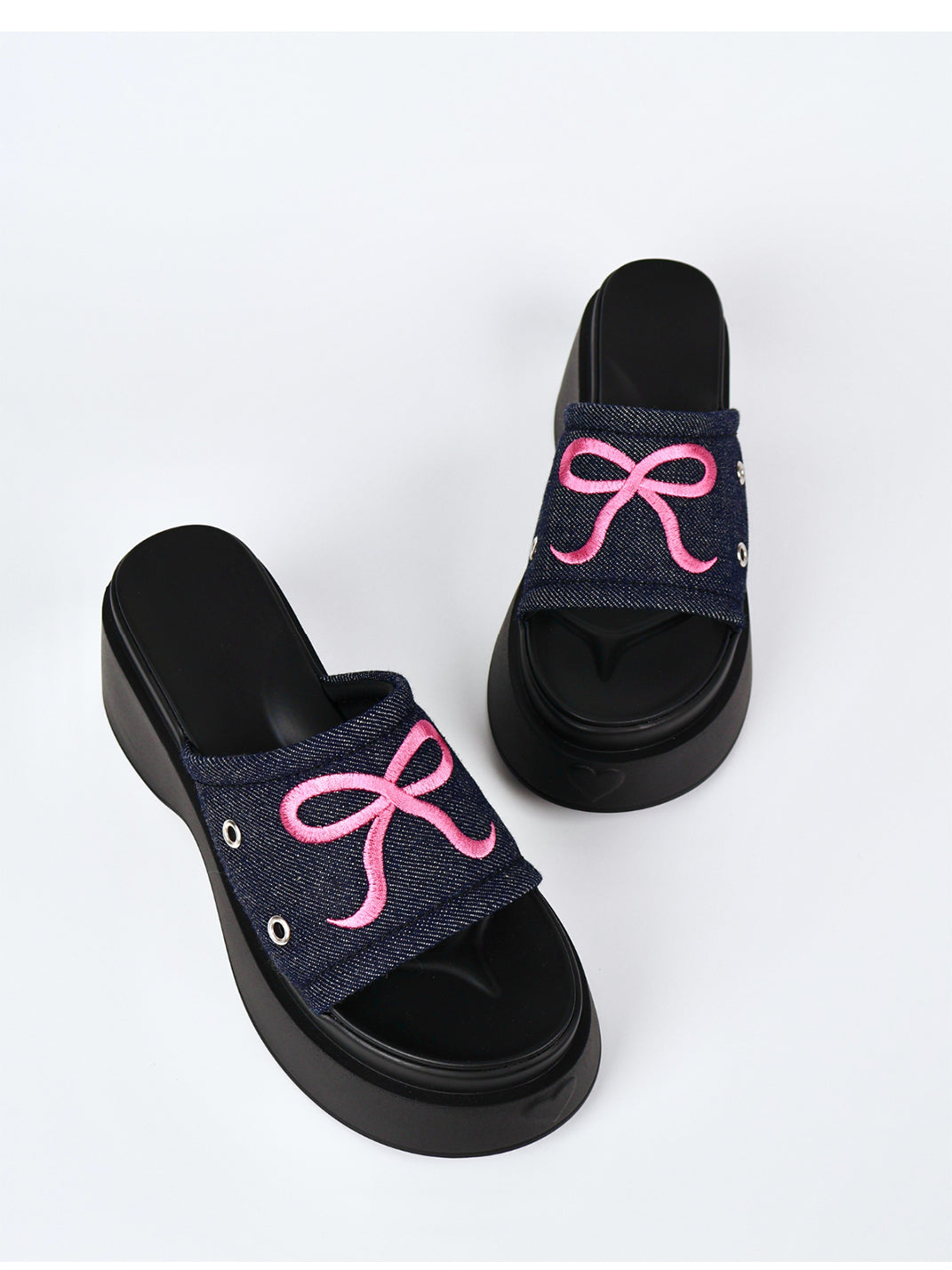 Hot-Pink Bow-Detail Platform Slides - View 14