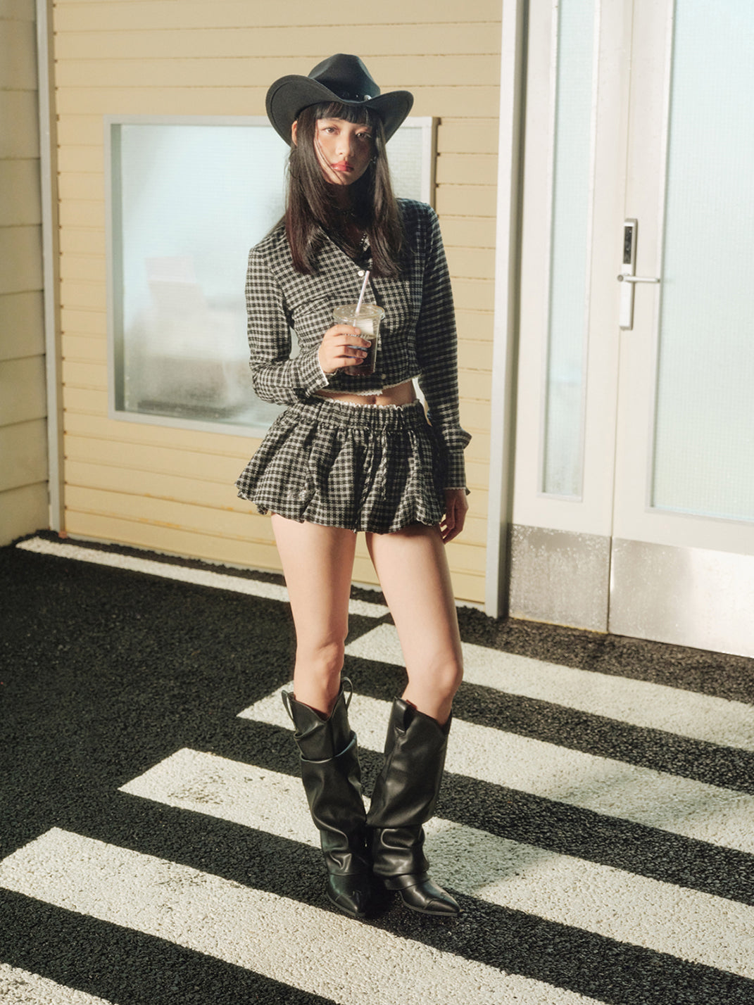 Black Slouched Cowboy Knee-High Boots - View 6