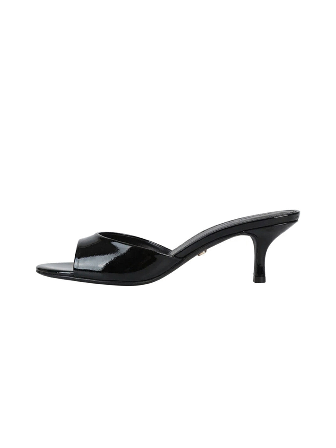 Patent Open-Toe Kitten-Heel Mules