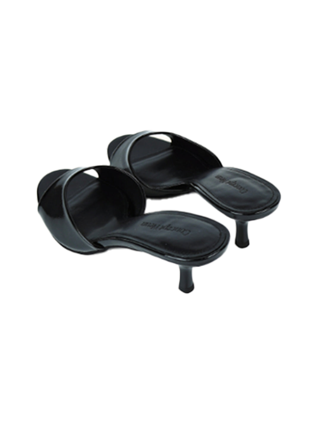 Patent Open-Toe Kitten-Heel Mules - View 3