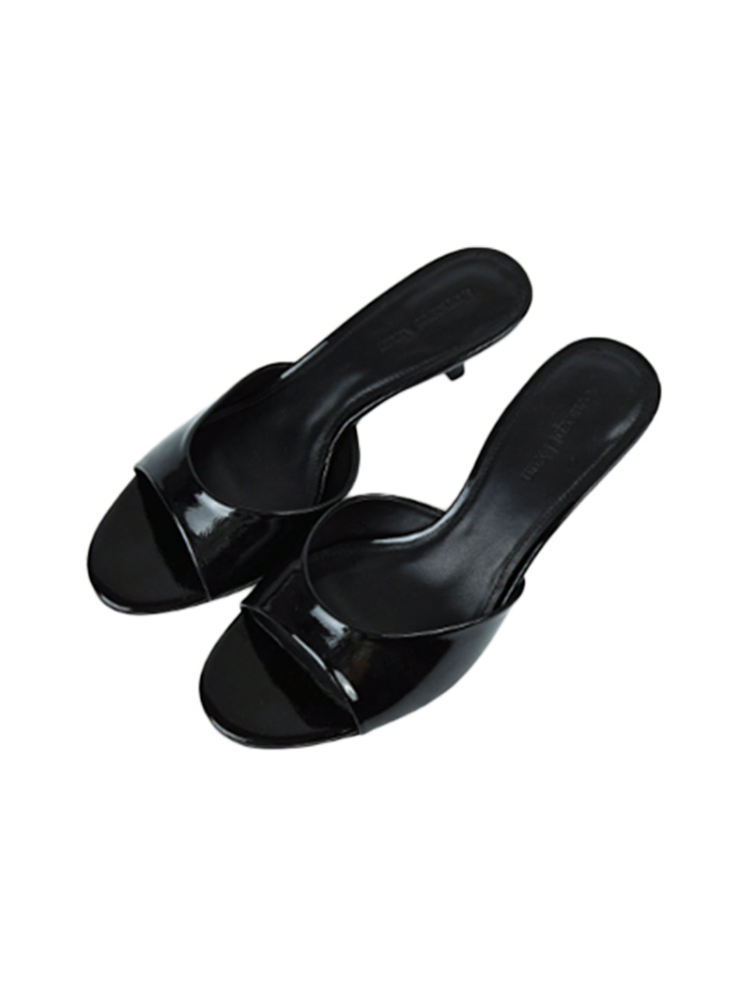 Patent Open-Toe Kitten-Heel Mules - View 4