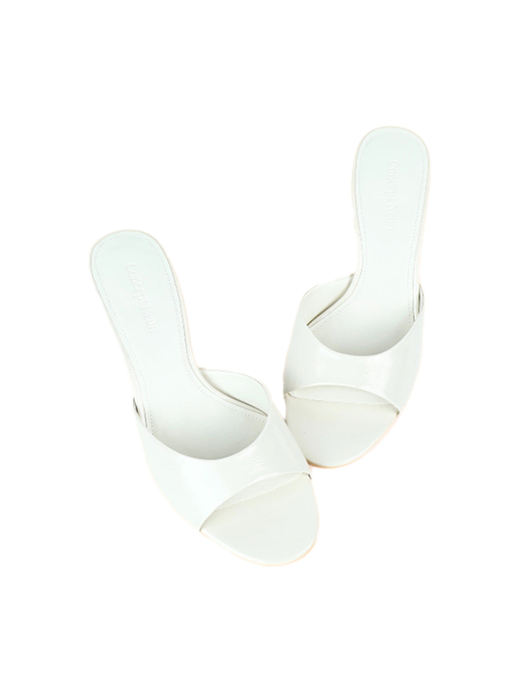Patent Open-Toe Kitten-Heel Mules - View 12