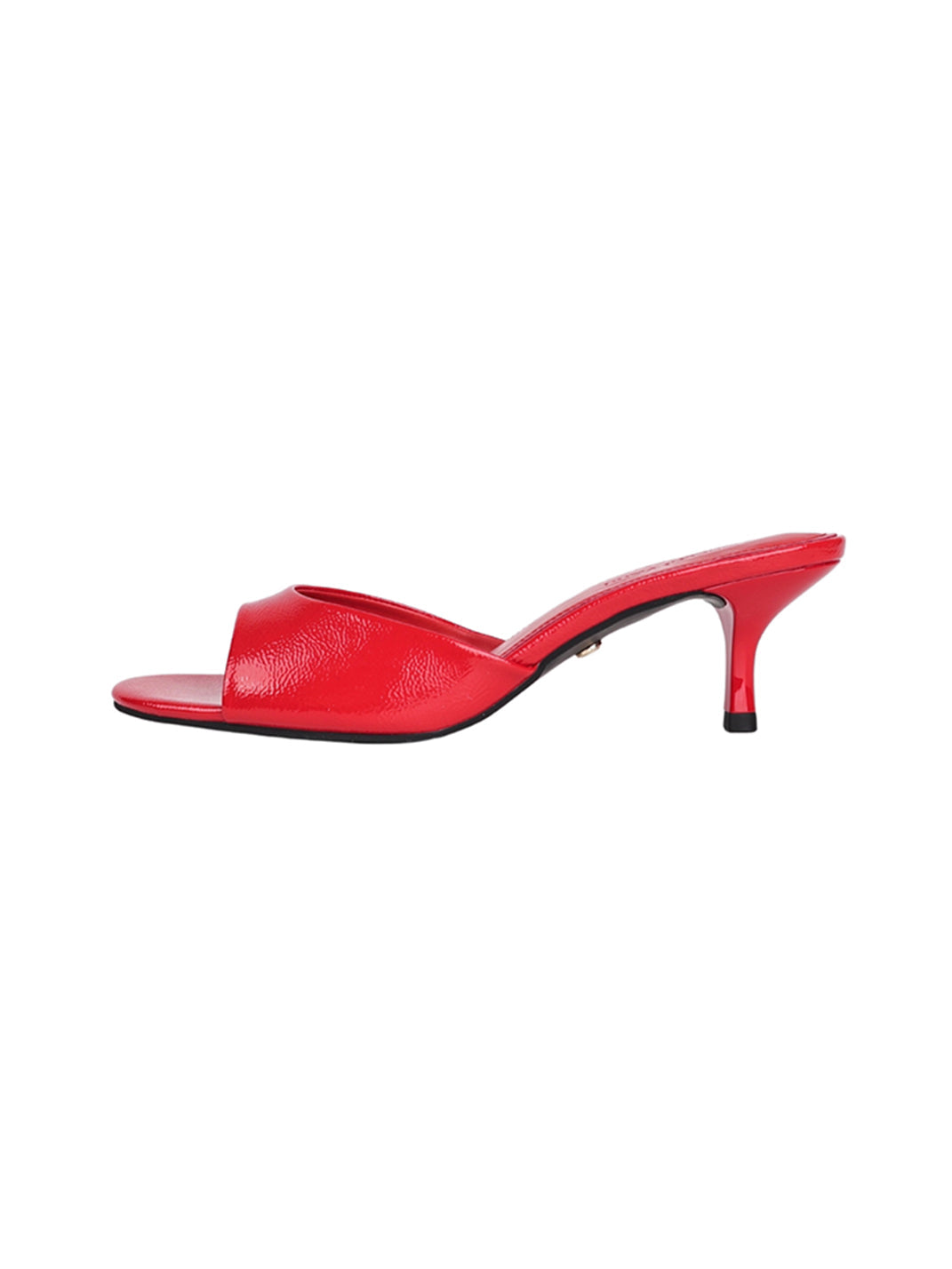 Patent Open-Toe Kitten-Heel Mules - View 16