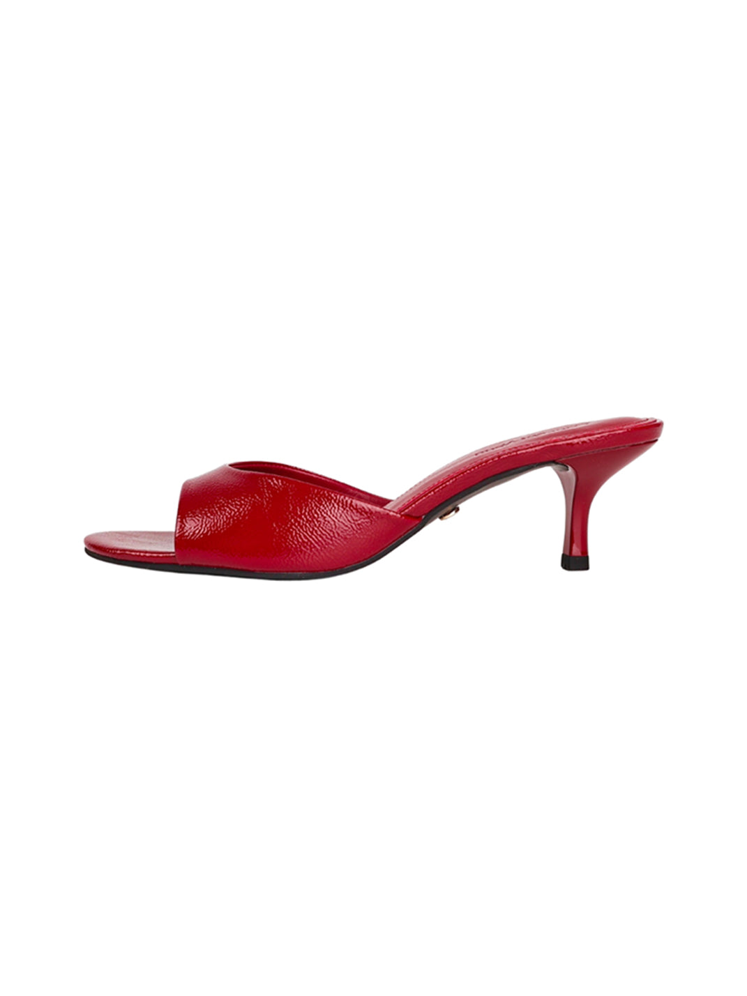 Patent Open-Toe Kitten-Heel Mules - View 22