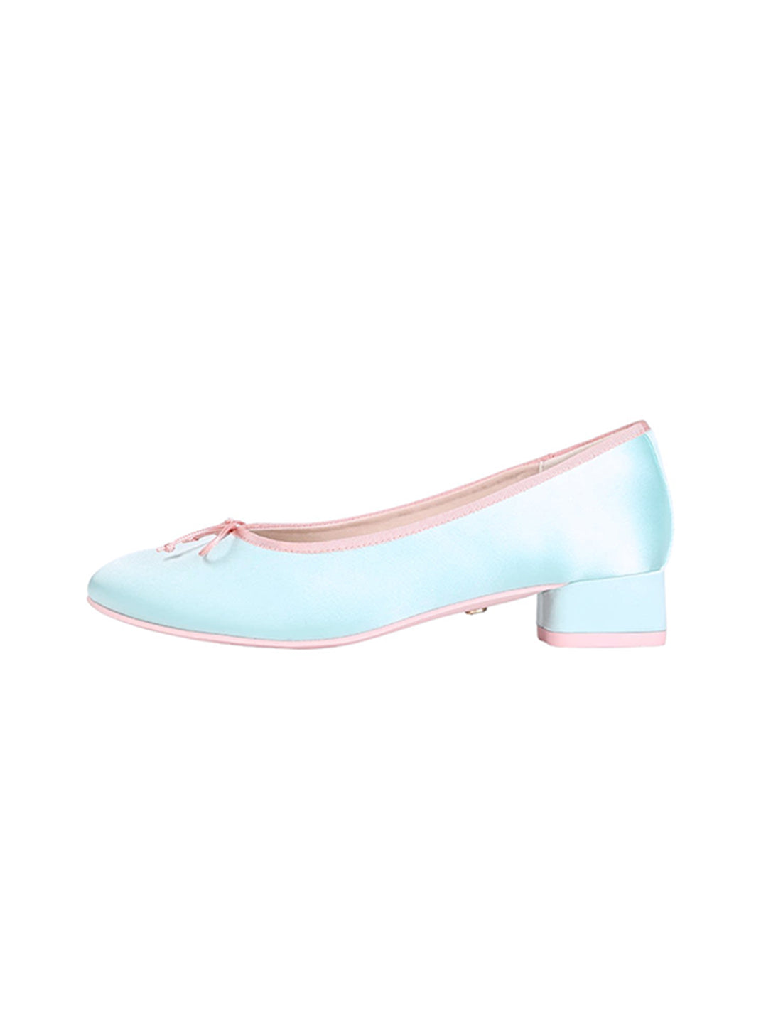 Satin Bow Low Block-Heel Ballet Pumps