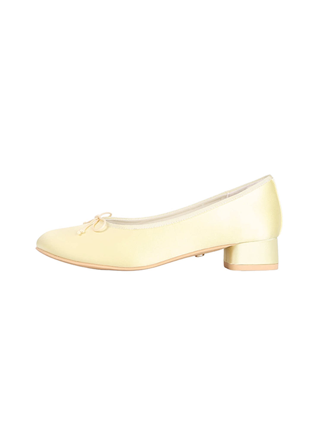 Satin Bow Low Block-Heel Ballet Pumps - View 13