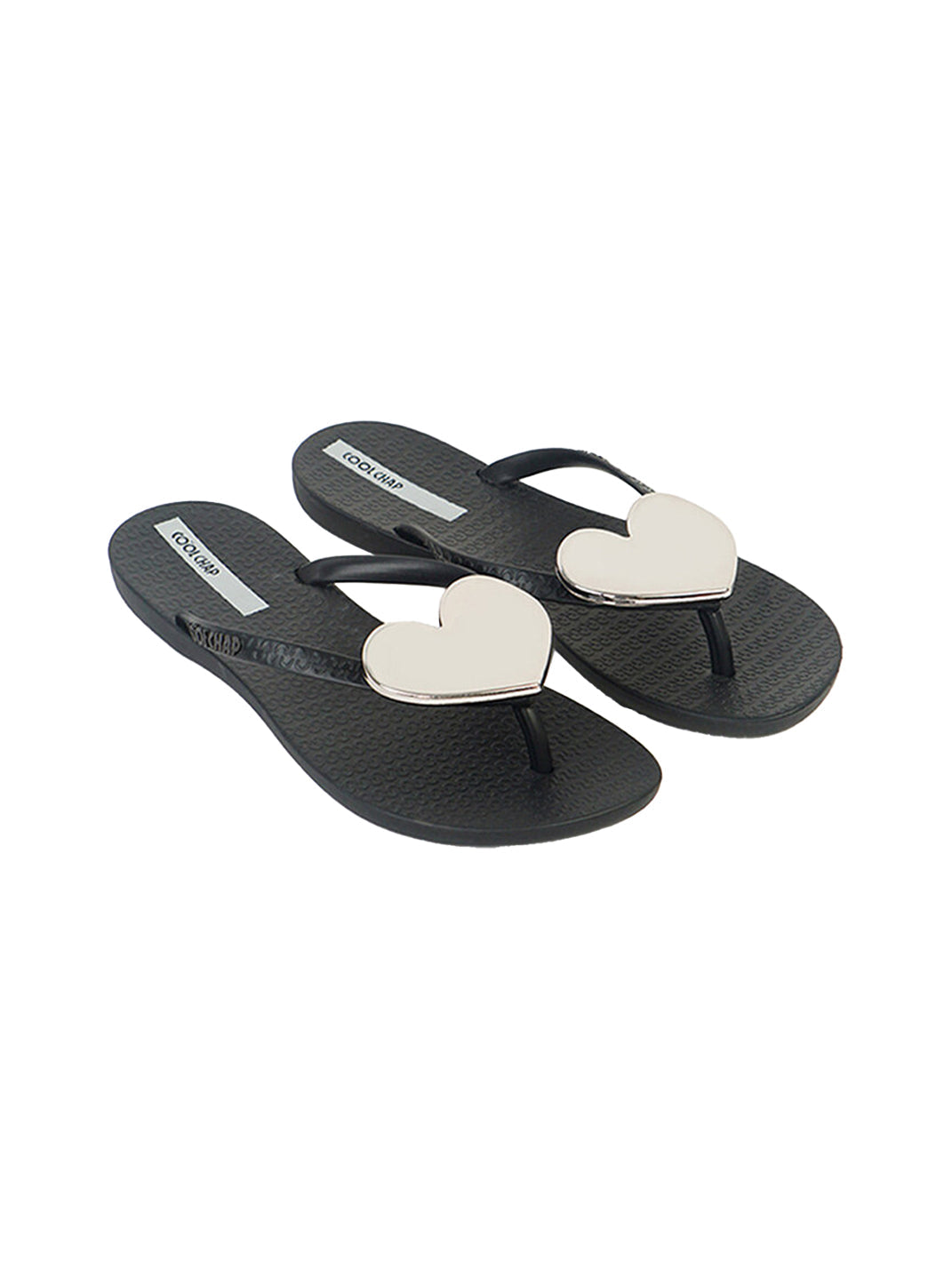 Heart-Plaque Minimal Thong Flip-Flops - View 2