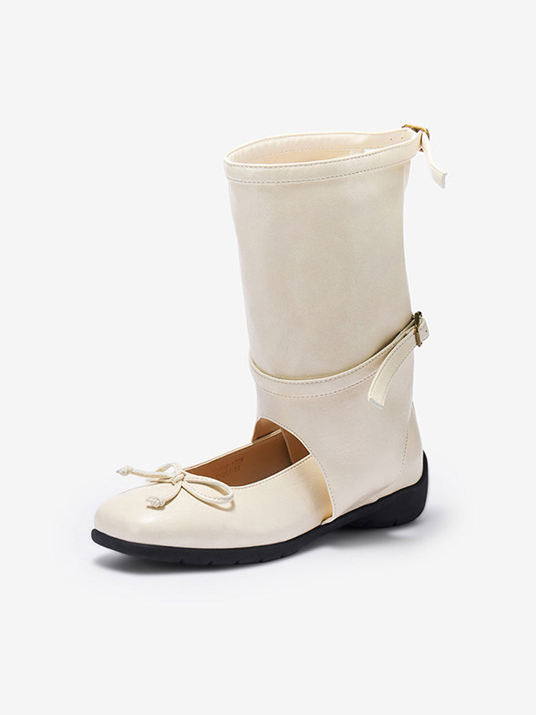 Perforated Leather Mid-Calf Lace-Up Boots