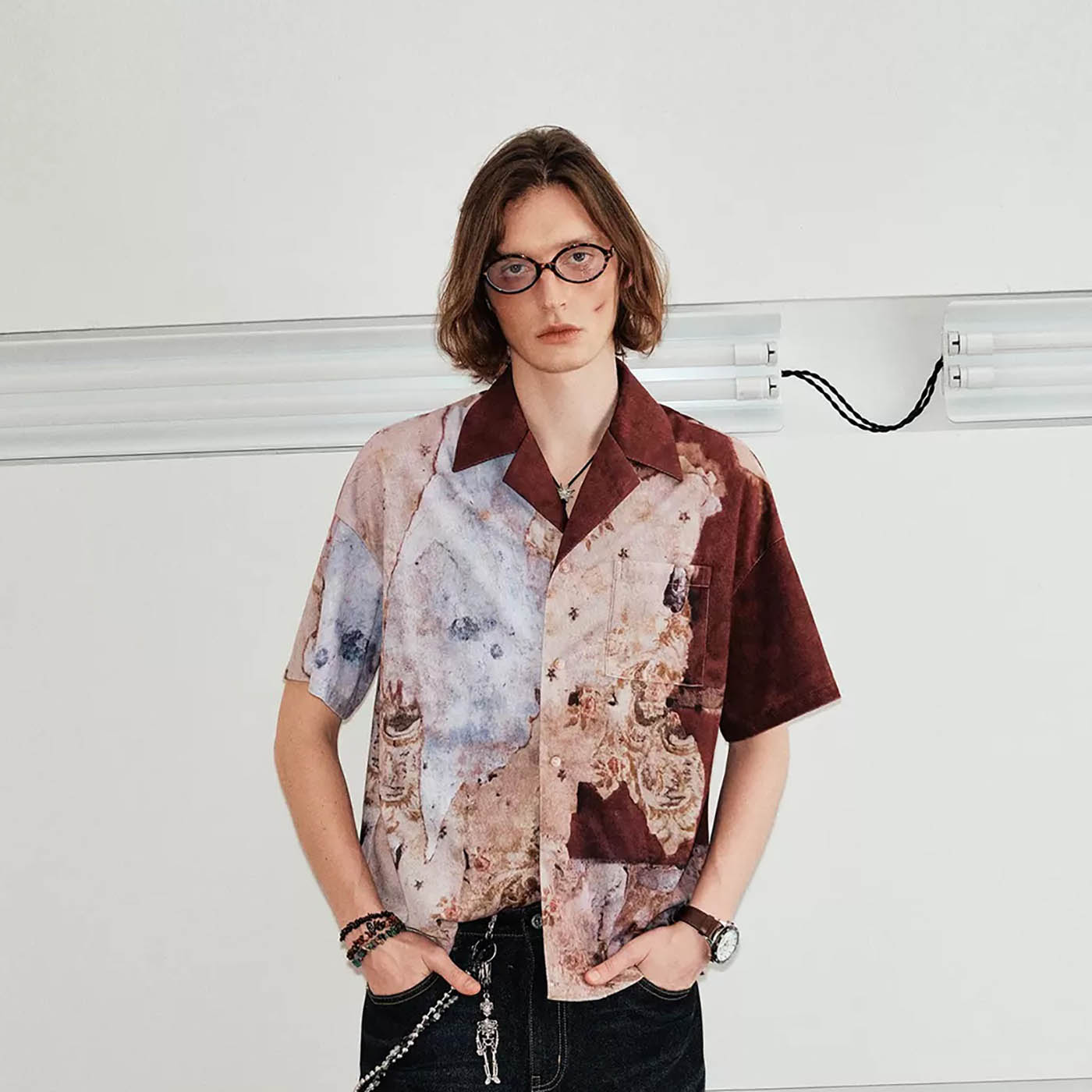 Abstract Print Camp Collar Shirt