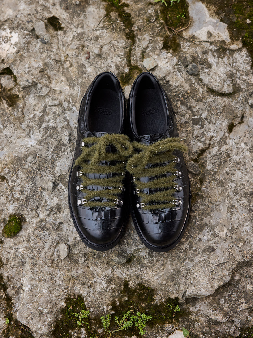 Croc-Embossed Leather Derby Shoes - View 5