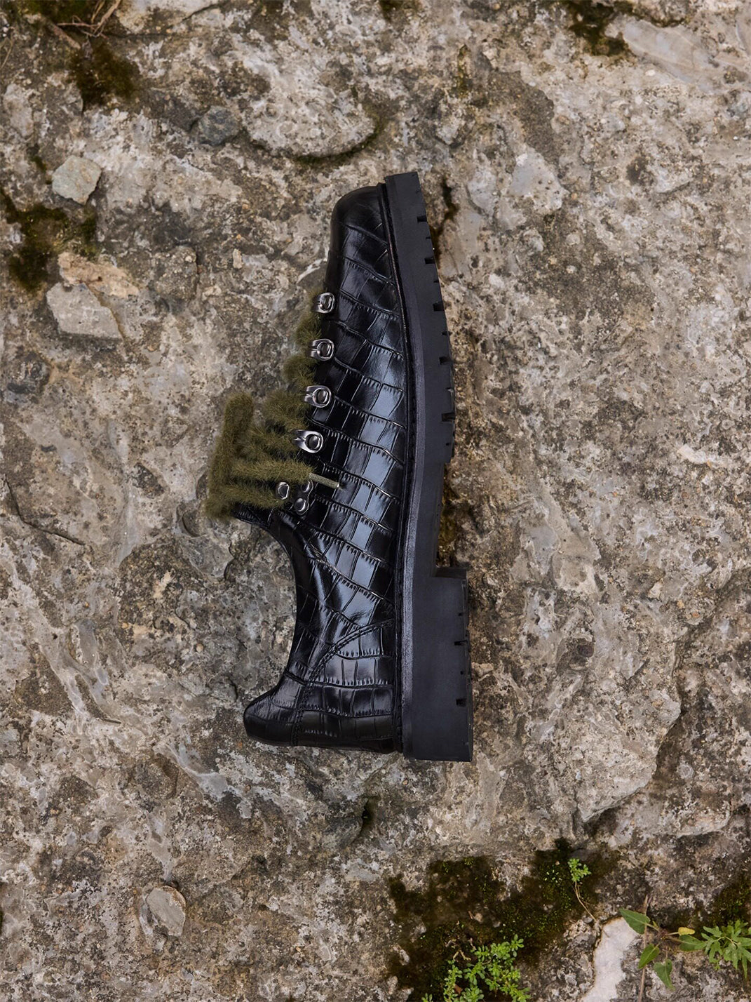 Croc-Embossed Leather Derby Shoes - View 6