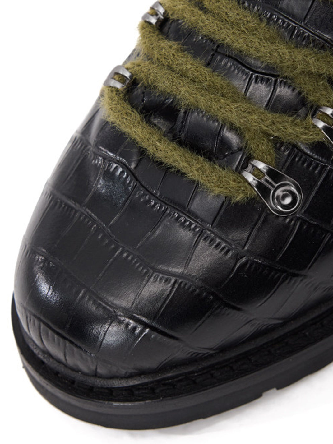 Croc-Embossed Leather Derby Shoes - View 9