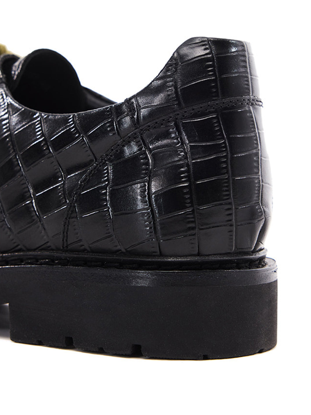 Croc-Embossed Leather Derby Shoes - View 11