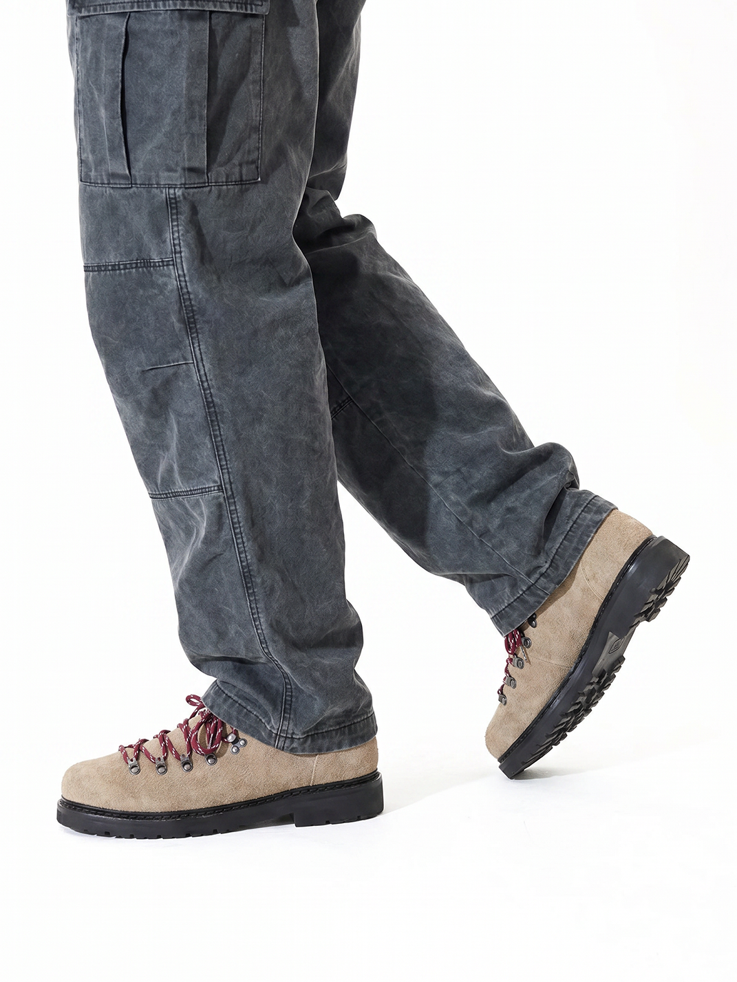 Sand Suede Hiking-Lace Derby Shoes - View 2