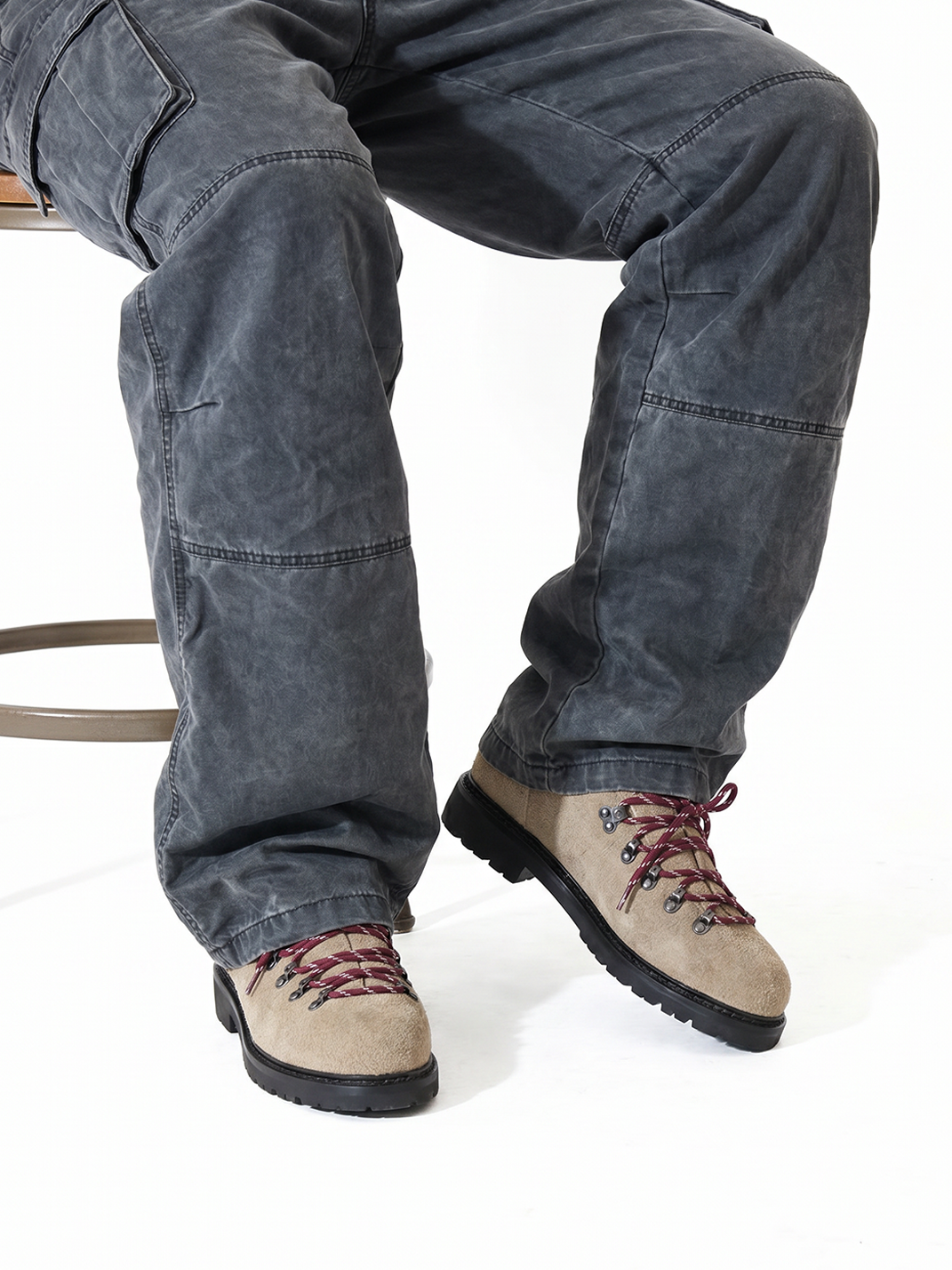 Sand Suede Hiking-Lace Derby Shoes - View 5